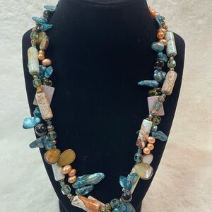 Artisan Multicolor 2-Stand Statement Beaded Necklace Boho